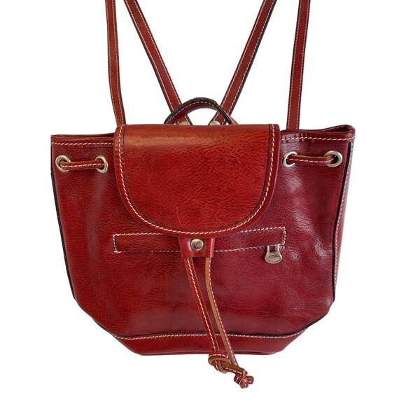 Handmade Italian Red Leather Backpack Purse Medium Bag Natural Leather Italy main image 6